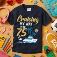 Cruising My Way Into 75th Birthday Cruise 75 Years Old Kids T-Shirt thumb 3