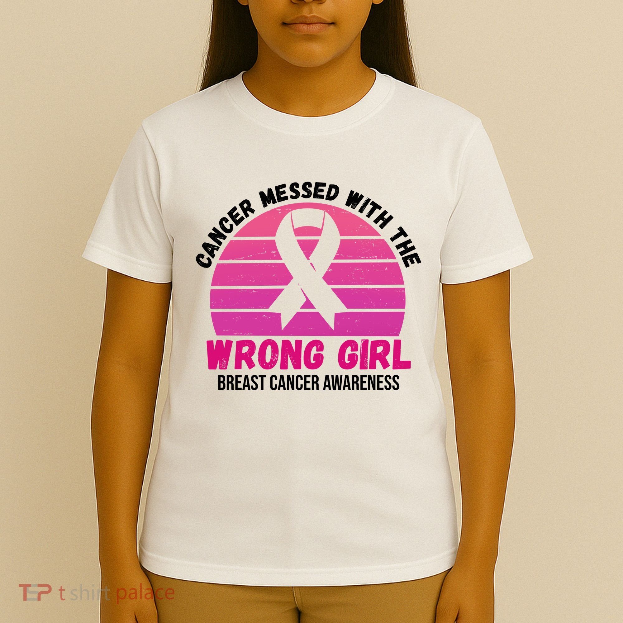 Cancer Messed With The Wrong Girl Breast Cancer Awareness T-Shirt