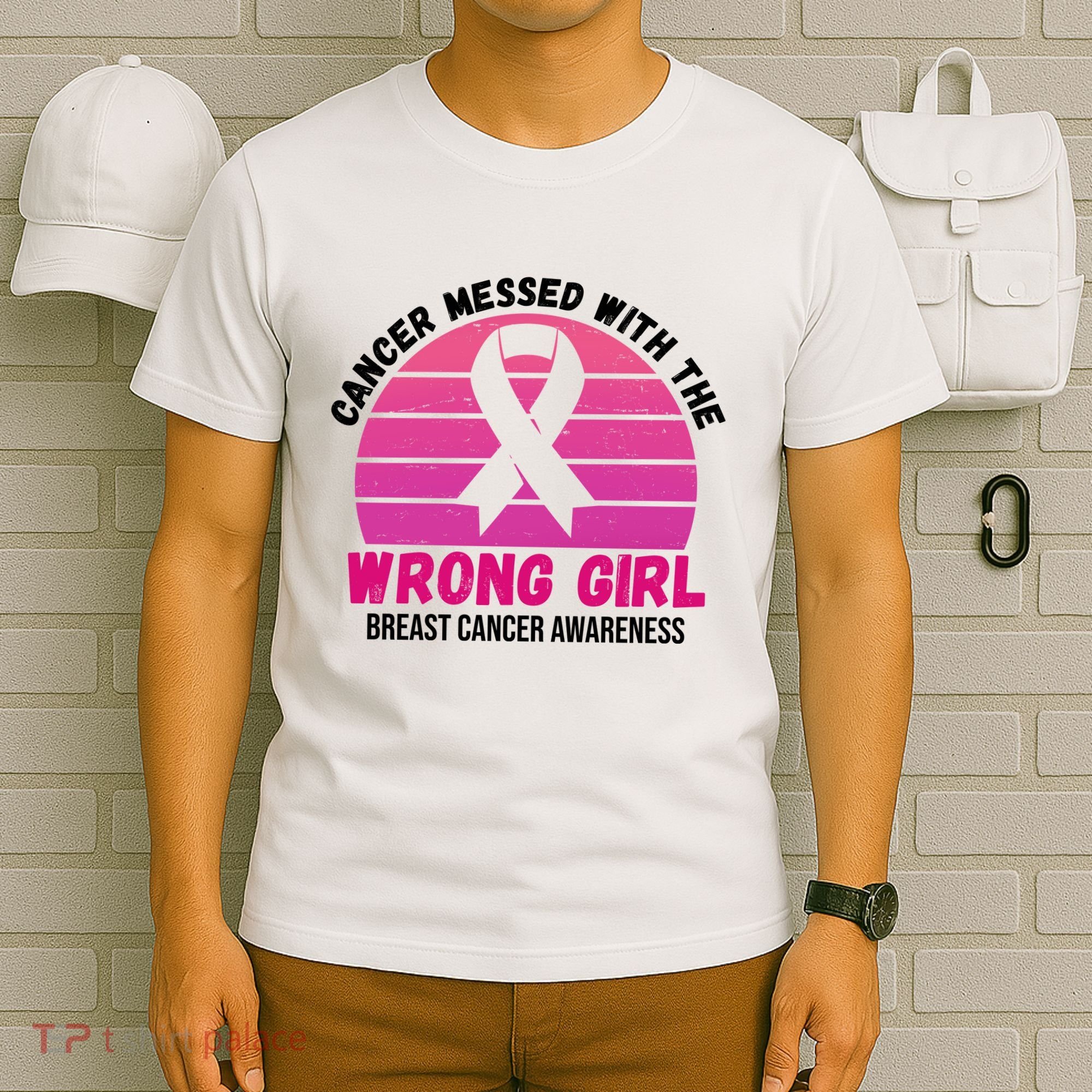 Cancer Messed With The Wrong Girl Breast Cancer Awareness T-Shirt