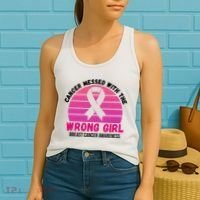 Cancer Messed With The Wrong Girl Breast Cancer Awareness Women's Tank Top thumb 2