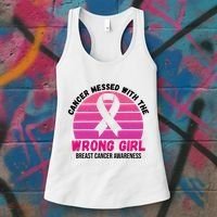 Cancer Messed With The Wrong Girl Breast Cancer Awareness Women's Tank Top thumb 3