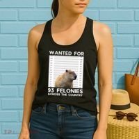 Capybara Mugshot Wanted For 93 Felonies Across The Country Women's Tank Top thumb 2