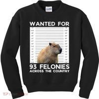 Capybara Mugshot Wanted For 93 Felonies Across The Country Kids Sweatshirt thumb 0