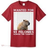 Capybara Mugshot Wanted For 93 Felonies Across The Country T-Shirt thumb 0