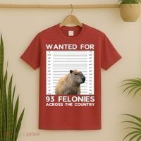 Capybara Mugshot Wanted For 93 Felonies Across The Country T-Shirt thumb 2