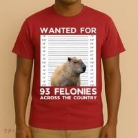 Capybara Mugshot Wanted For 93 Felonies Across The Country T-Shirt thumb 3