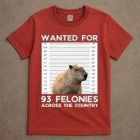 Capybara Mugshot Wanted For 93 Felonies Across The Country T-Shirt thumb 4