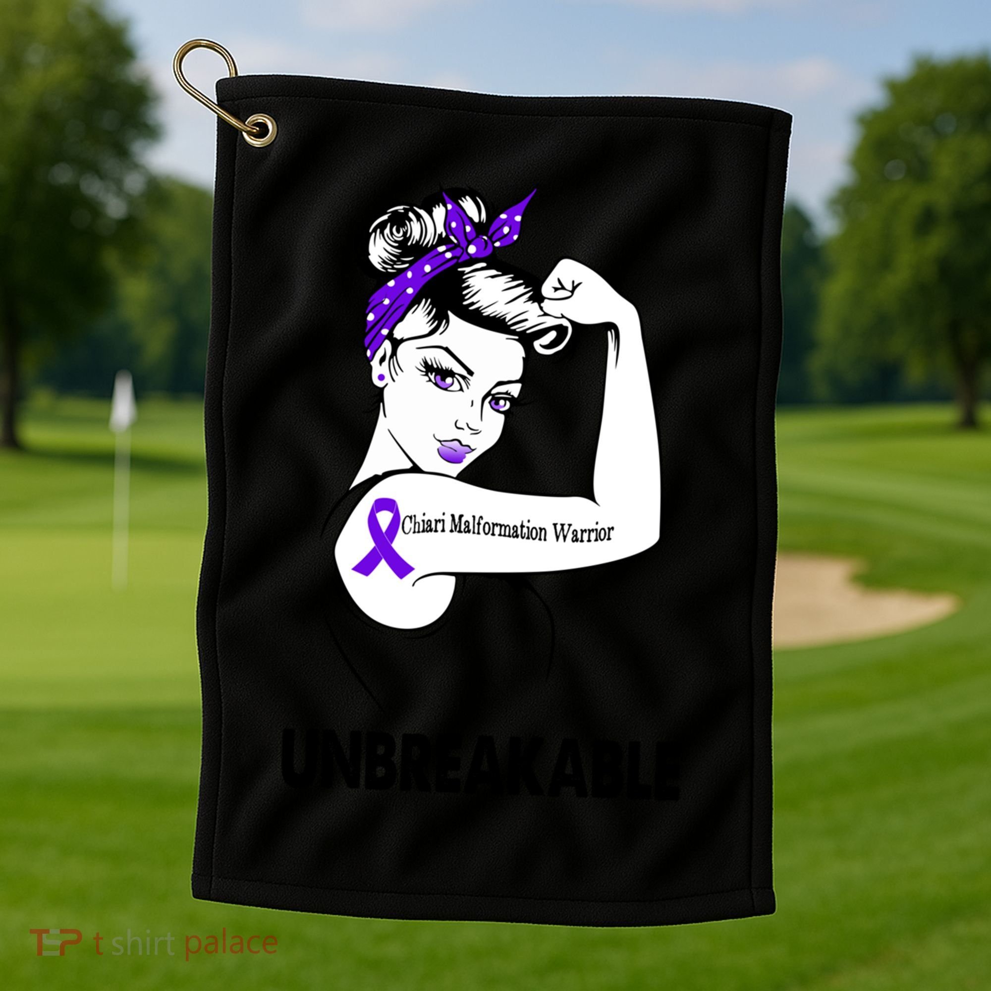 Chiari Malformation Warrior Unbreakable Gift Awareness Cool Gift Golf Towel