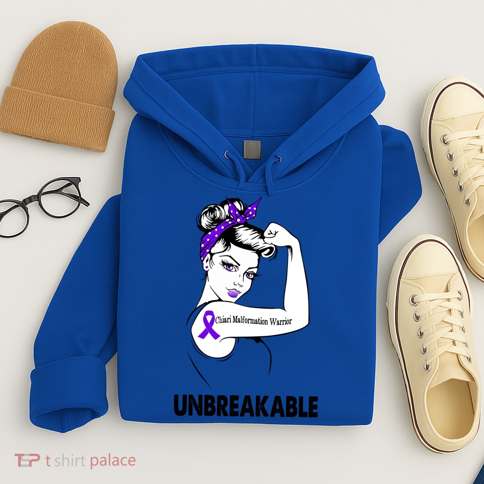 Chiari Malformation Warrior Unbreakable Gift Awareness Cool Gift Hoodie