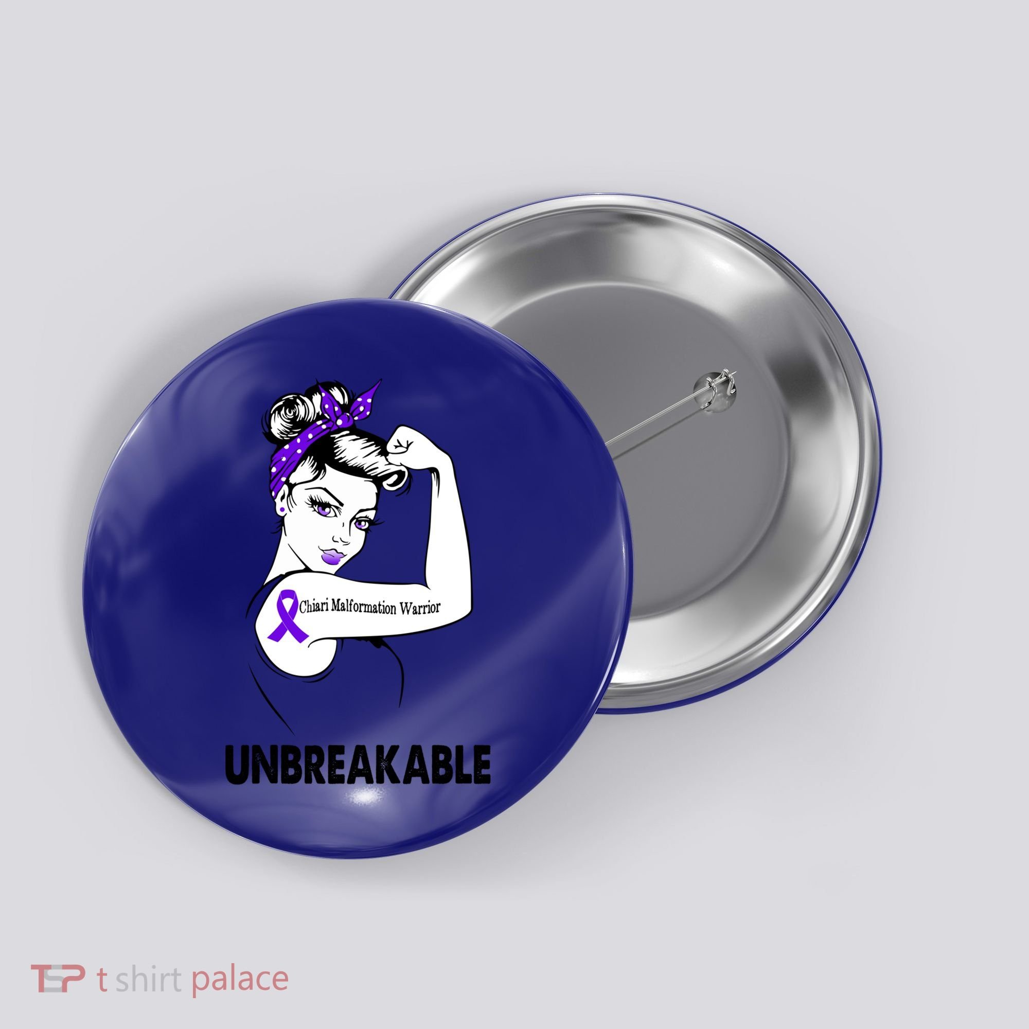 Chiari Malformation Warrior Unbreakable Gift Awareness Cool Gift Button