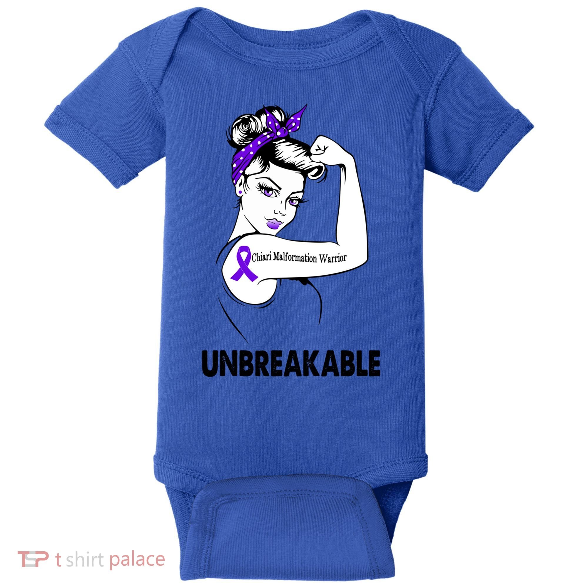 Chiari Malformation Warrior Unbreakable Gift Awareness Cool Gift Baby Bodysuit