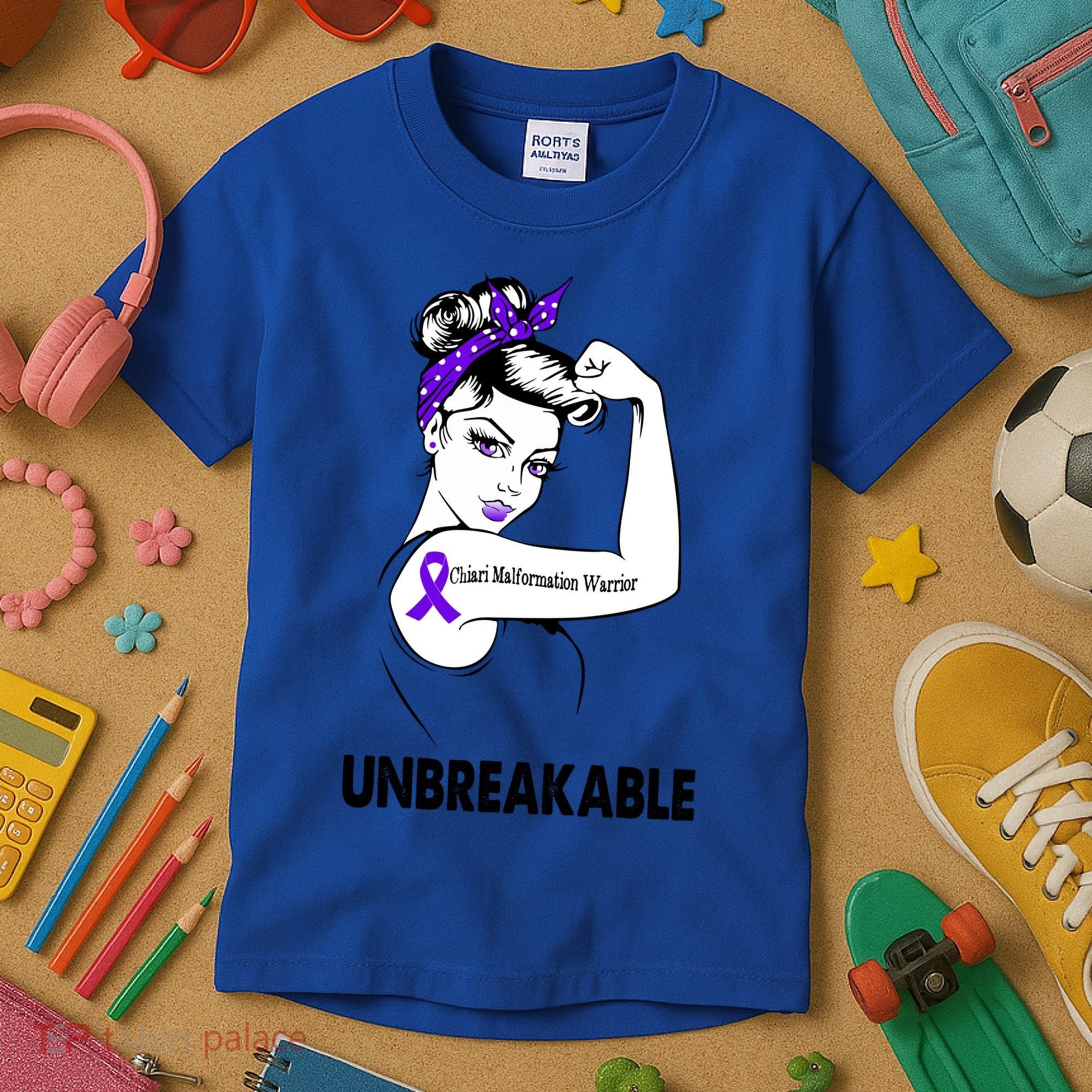 Chiari Malformation Warrior Unbreakable Gift Awareness Cool Gift Kids T-Shirt