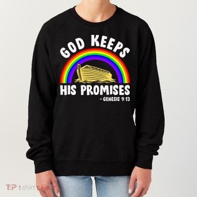 Christian Noah Ark Jesus God Keeps His Promises Rainbow Women's Sweatshirt