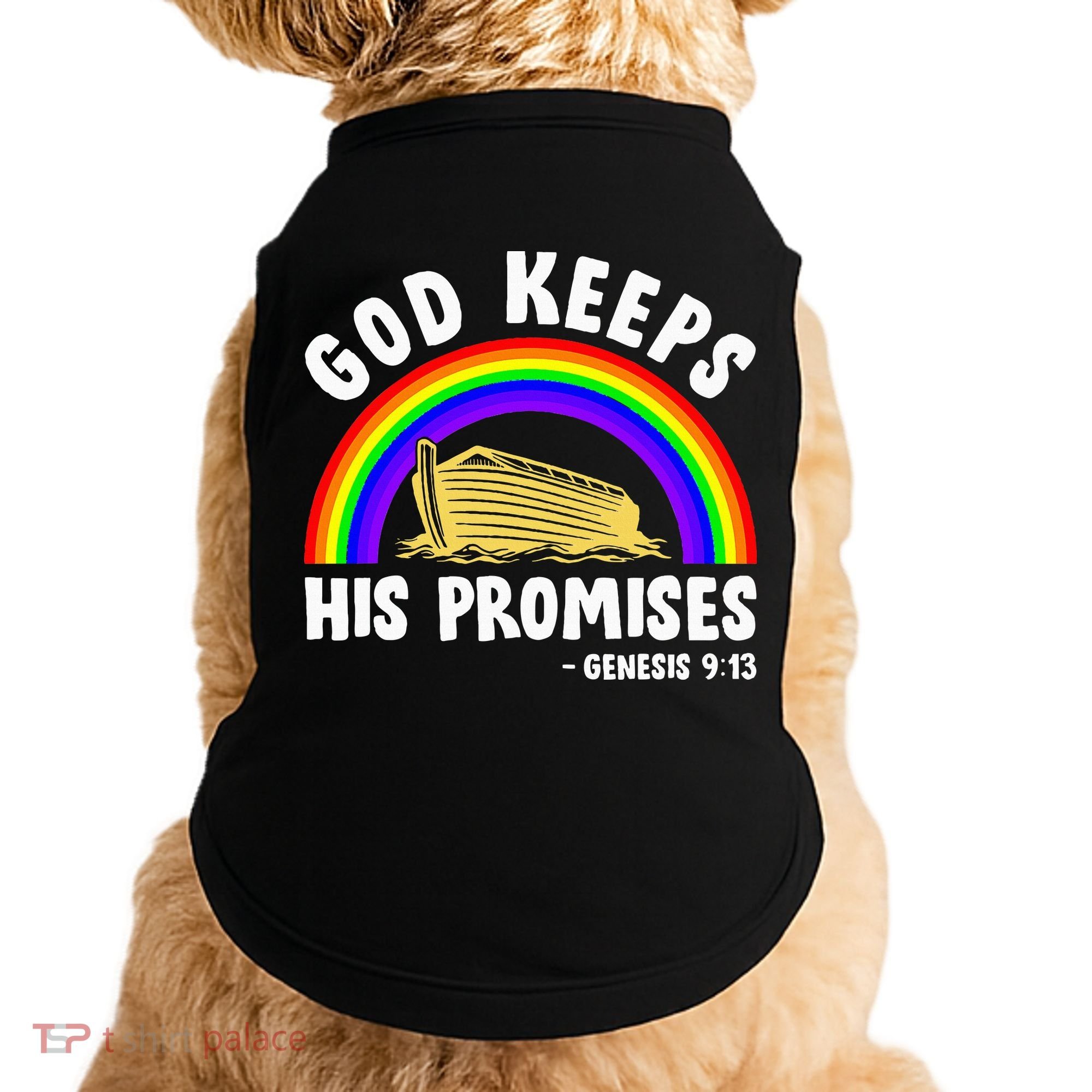Christian Noah Ark Jesus God Keeps His Promises Rainbow Doggie Tank