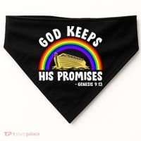 Christian Noah Ark Jesus God Keeps His Promises Rainbow USA-Made Doggie Bandana thumb 0