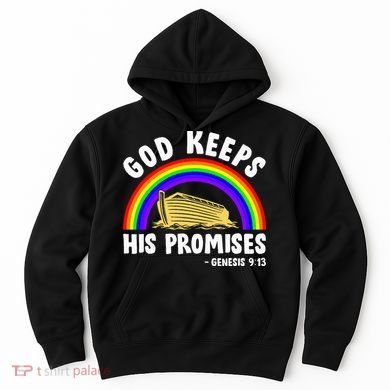 Christian Noah Ark Jesus God Keeps His Promises Rainbow Hoodie