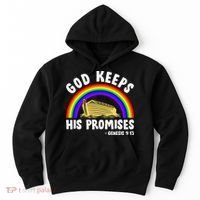 Christian Noah Ark Jesus God Keeps His Promises Rainbow Hoodie thumb 0