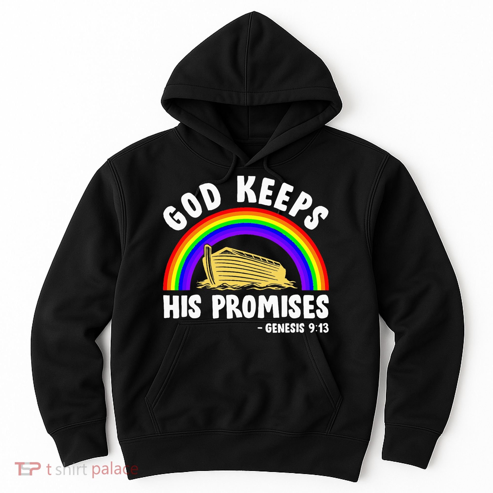 Christian Noah Ark Jesus God Keeps His Promises Rainbow Hoodie