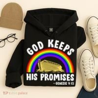 Christian Noah Ark Jesus God Keeps His Promises Rainbow Hoodie thumb 4