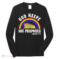 Christian Noah Ark Jesus God Keeps His Promises Rainbow Long Sleeve Shirt thumb 0