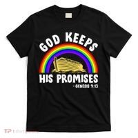 Christian Noah Ark Jesus God Keeps His Promises Rainbow T-Shirt thumb 0