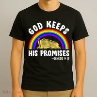Christian Noah Ark Jesus God Keeps His Promises Rainbow T-Shirt thumb 3
