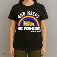 Christian Noah Ark Jesus God Keeps His Promises Rainbow T-Shirt thumb 4