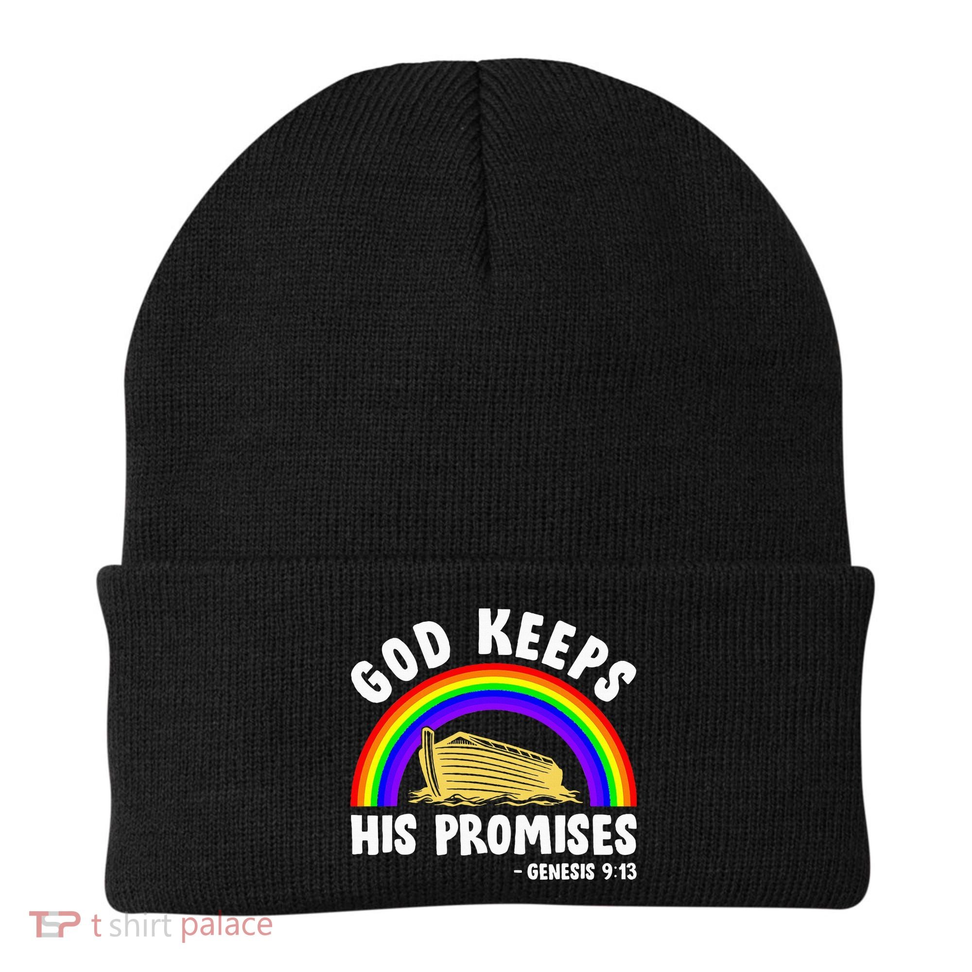 Christian Noah Ark Jesus God Keeps His Promises Rainbow Beanie