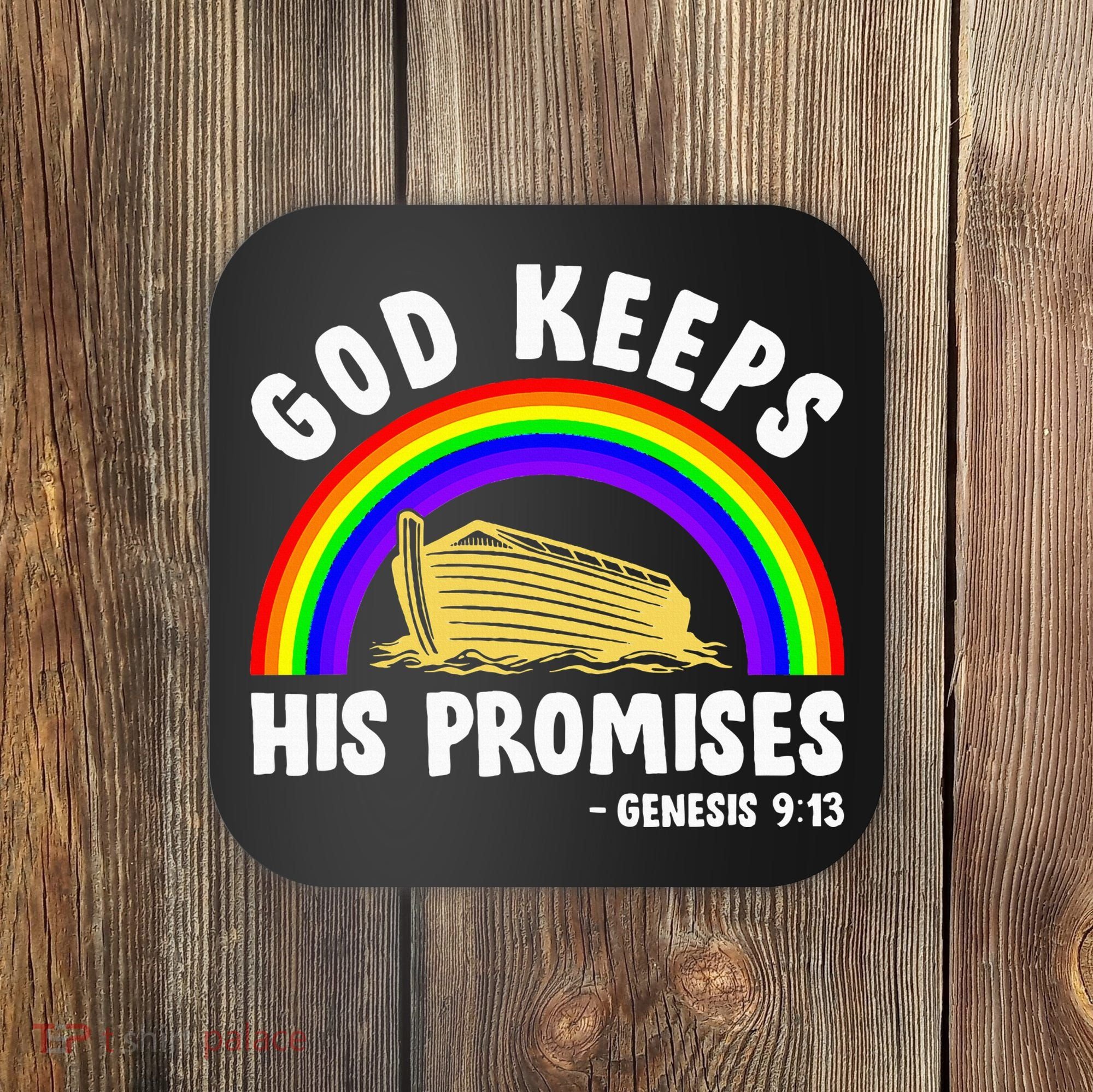 Christian Noah Ark Jesus God Keeps His Promises Rainbow Coaster