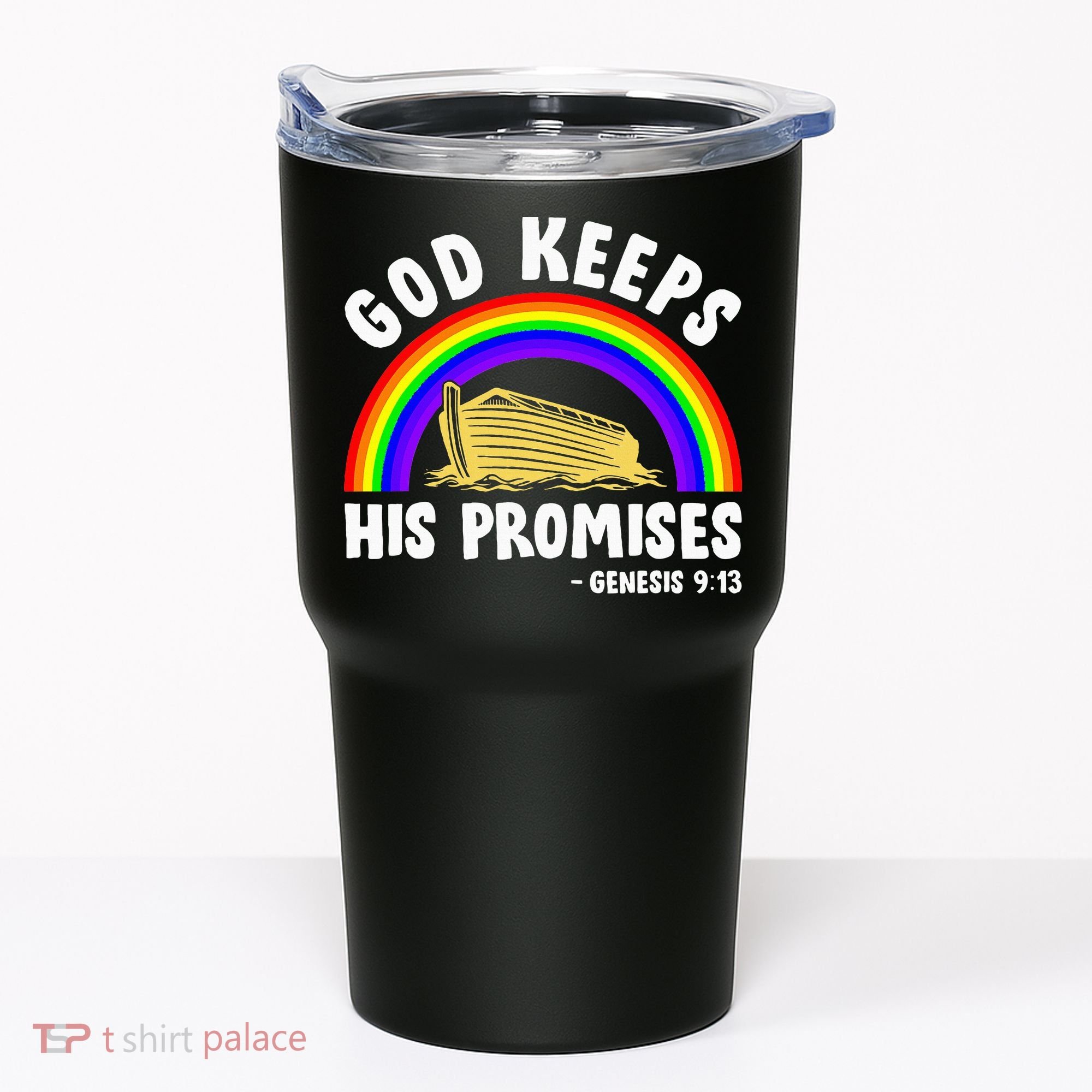 Christian Noah Ark Jesus God Keeps His Promises Rainbow Tumbler