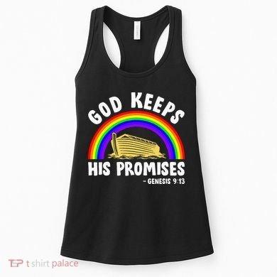 Christian Noah Ark Jesus God Keeps His Promises Rainbow Women's Tank Top
