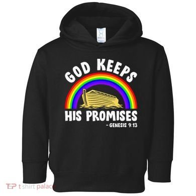 Christian Noah Ark Jesus God Keeps His Promises Rainbow Toddler Hoodie