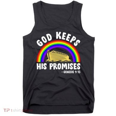 Christian Noah Ark Jesus God Keeps His Promises Rainbow Tank Top
