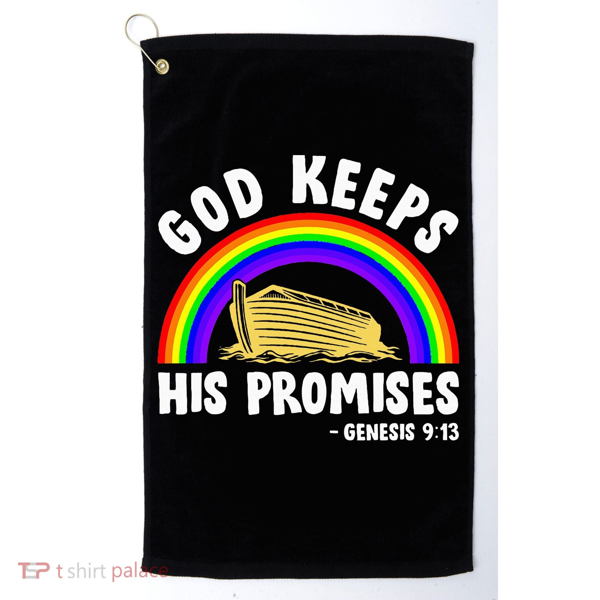 Christian Noah Ark Jesus God Keeps His Promises Rainbow Golf Towel