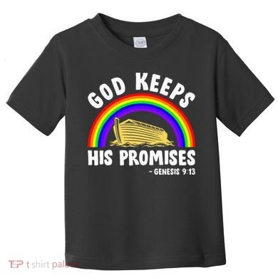 Christian Noah Ark Jesus God Keeps His Promises Rainbow Toddler T-Shirt