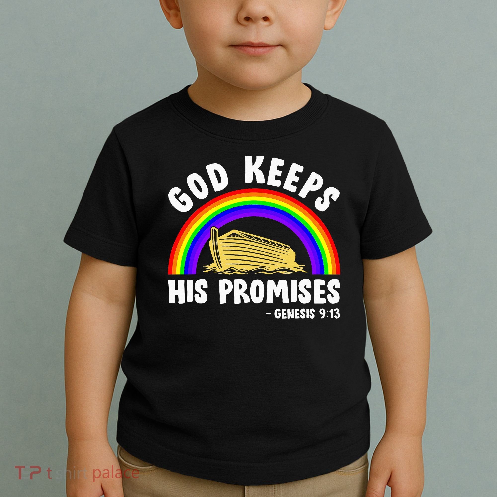 Christian Noah Ark Jesus God Keeps His Promises Rainbow Toddler T-Shirt
