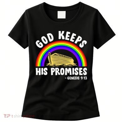 Christian Noah Ark Jesus God Keeps His Promises Rainbow Women's T-Shirt