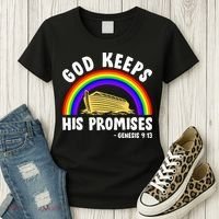 Christian Noah Ark Jesus God Keeps His Promises Rainbow Women's T-Shirt thumb 3