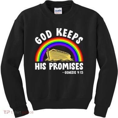 Christian Noah Ark Jesus God Keeps His Promises Rainbow Kids Sweatshirt