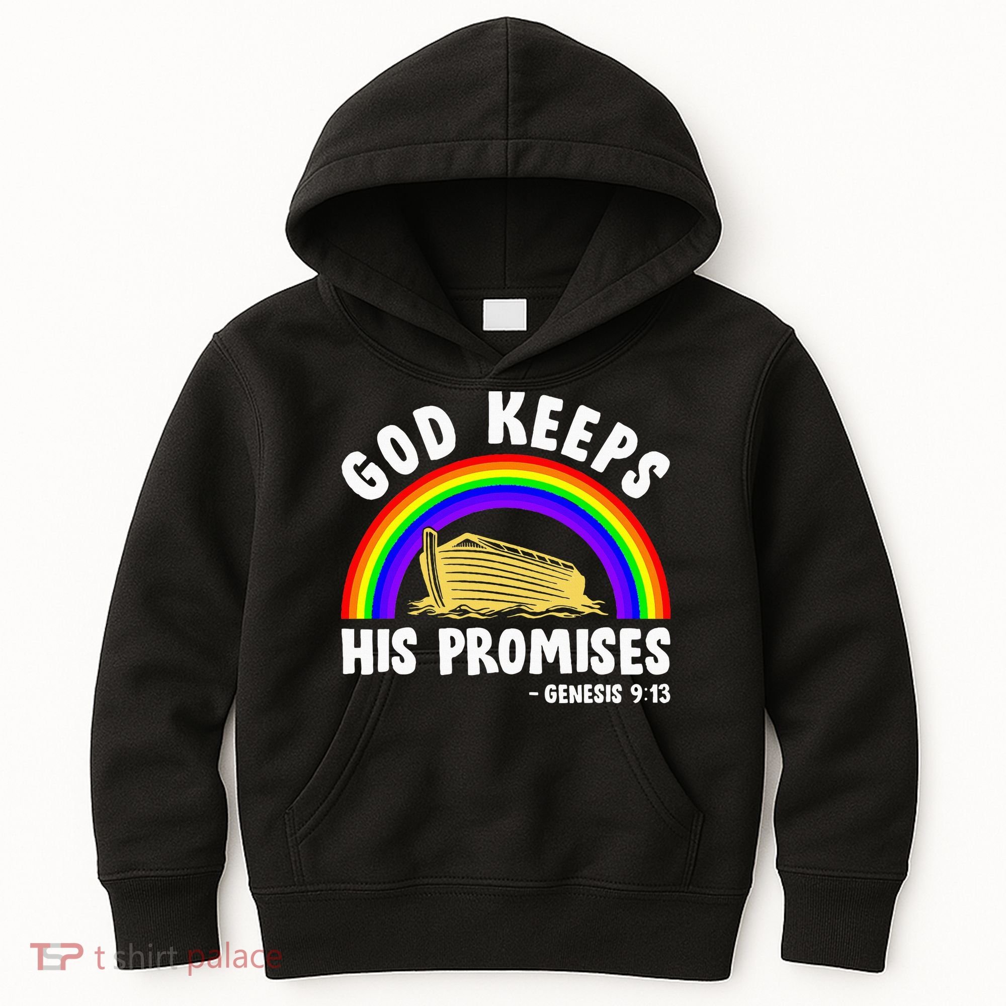 Christian Noah Ark Jesus God Keeps His Promises Rainbow Kids Hoodie