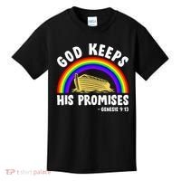 Christian Noah Ark Jesus God Keeps His Promises Rainbow Kids T-Shirt thumb 0