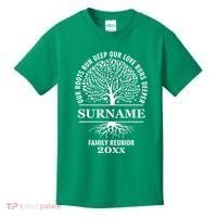 Custom Name And Year Family Reunion Our Roots Run Deep Our Love Runs Deeper Kids T-Shirt thumb 0