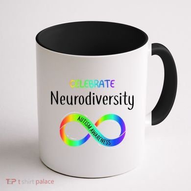 Celebrate Neurodiversity Autism Awareness Month Infinity Coffee Mug back