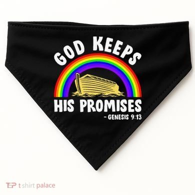 Christian Noah Ark Jesus God Keeps His Promises Rainbow USA-Made Doggie Bandana
