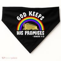 Christian Noah Ark Jesus God Keeps His Promises Rainbow USA-Made Doggie Bandana thumb 0