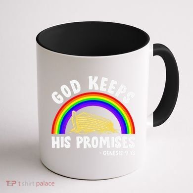 Christian Noah Ark Jesus God Keeps His Promises Rainbow Coffee Mug back