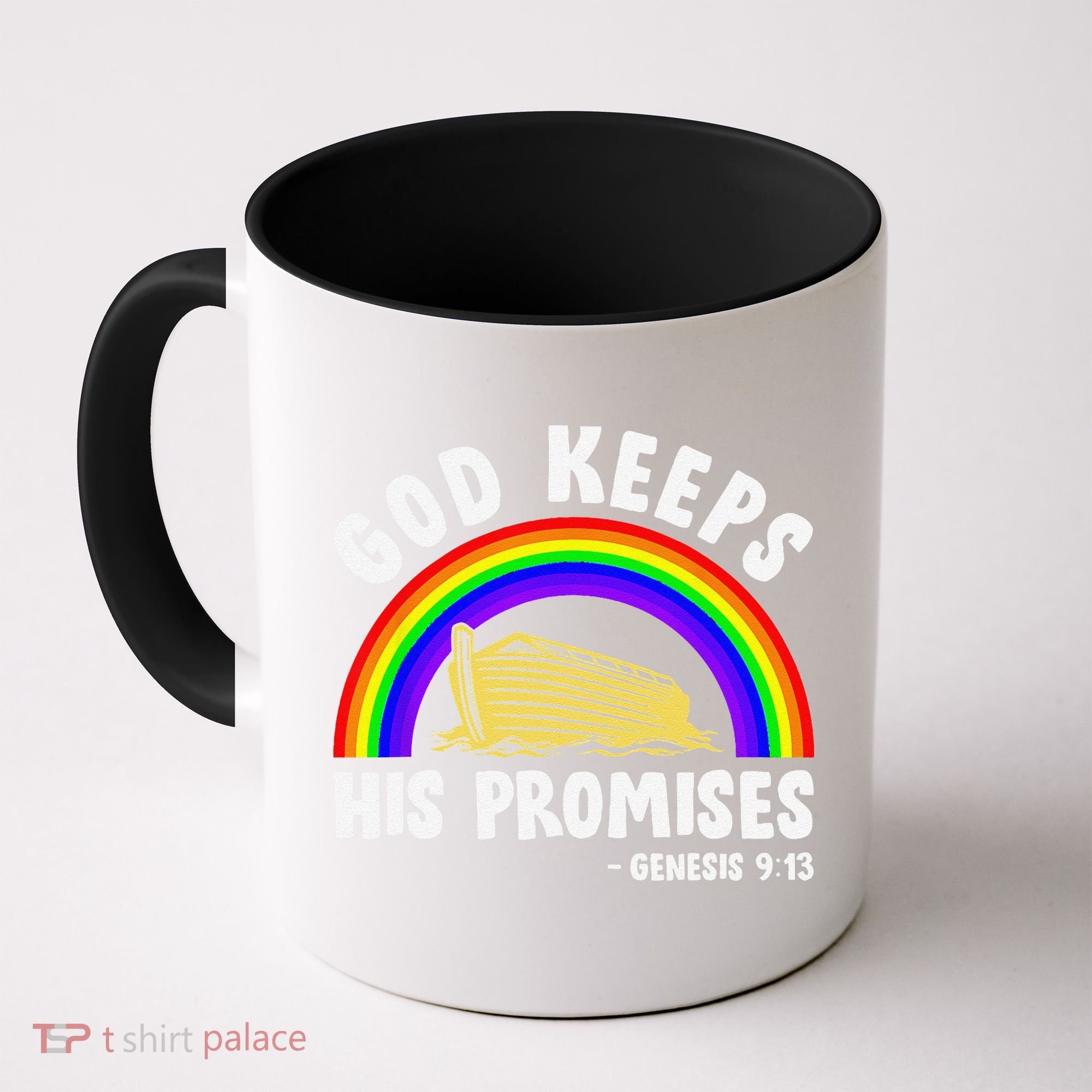 Christian Noah Ark Jesus God Keeps His Promises Rainbow Coffee Mug