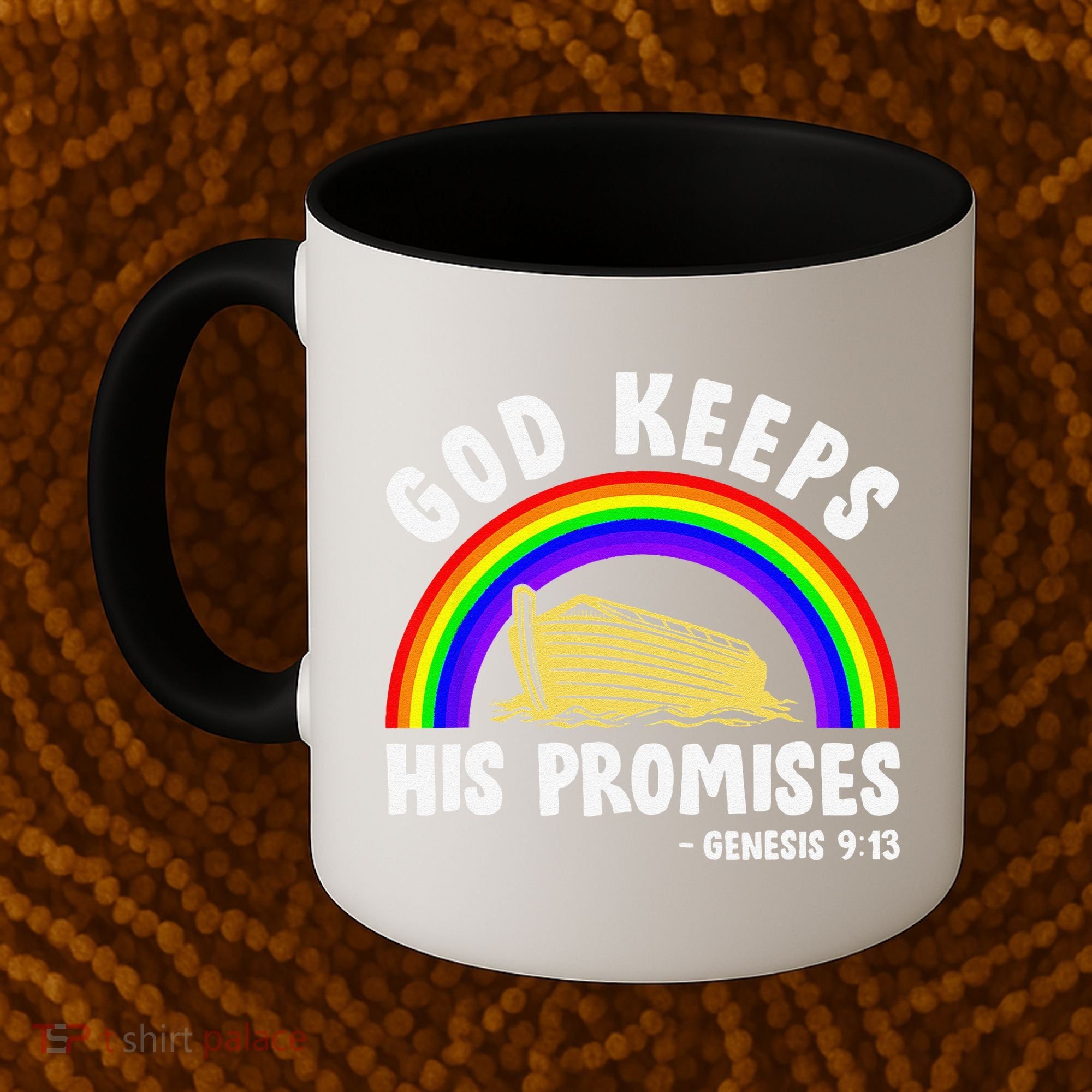 Christian Noah Ark Jesus God Keeps His Promises Rainbow Coffee Mug