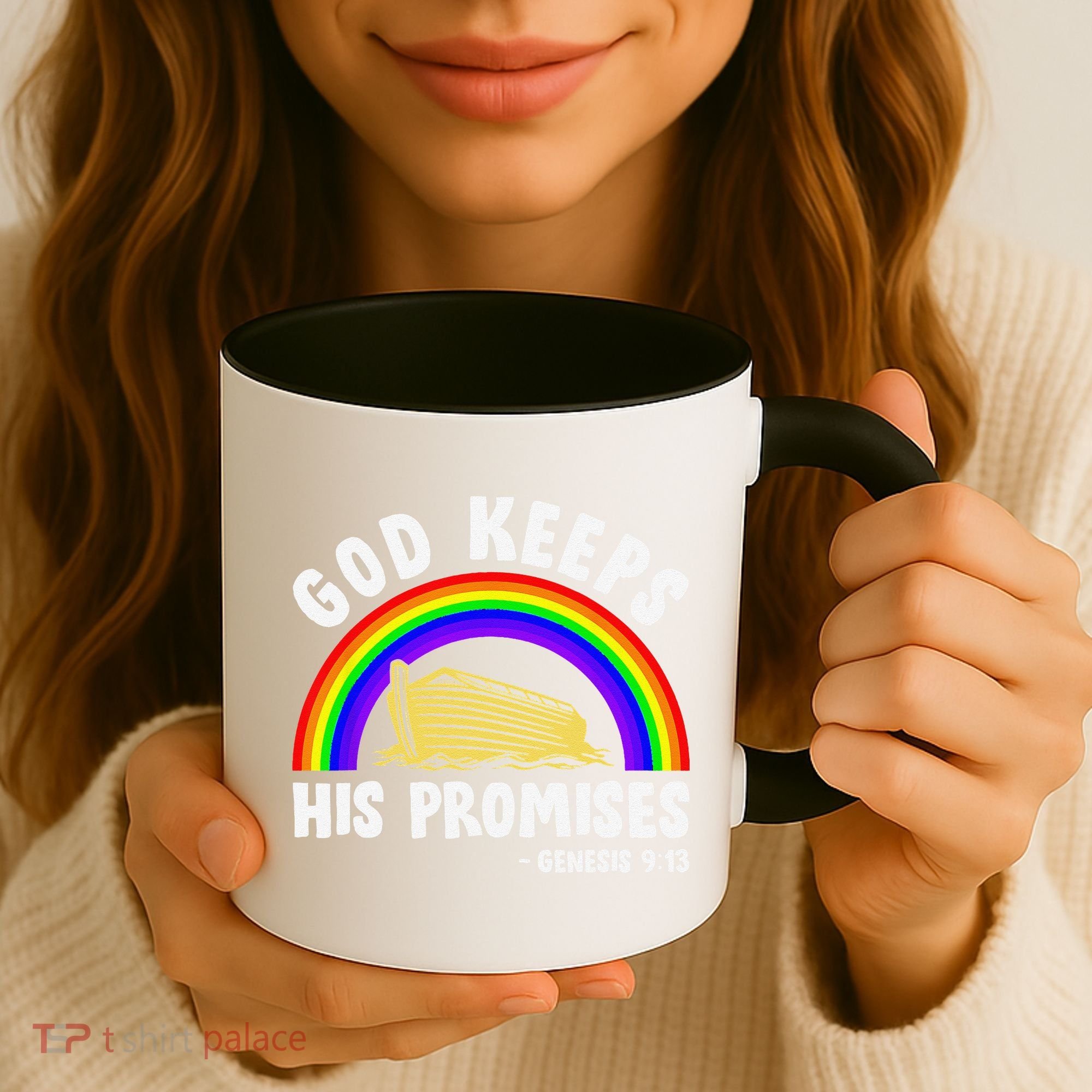 Christian Noah Ark Jesus God Keeps His Promises Rainbow Coffee Mug