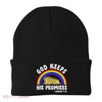 Christian Noah Ark Jesus God Keeps His Promises Rainbow Beanie thumb 0